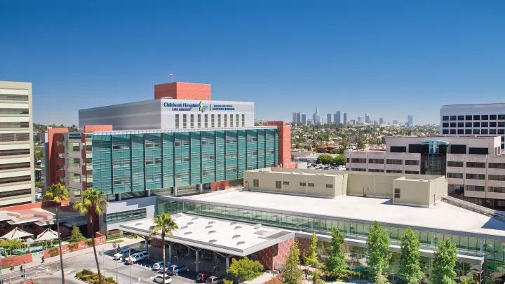 Aerial view of the CHLA Anderson Pavilion Building.