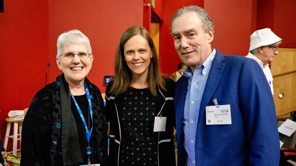 TSRI Science Day presenters Jacqueline Szmuszknovicz, MD, Cheryl Maier, MD, and David Systrom, MD