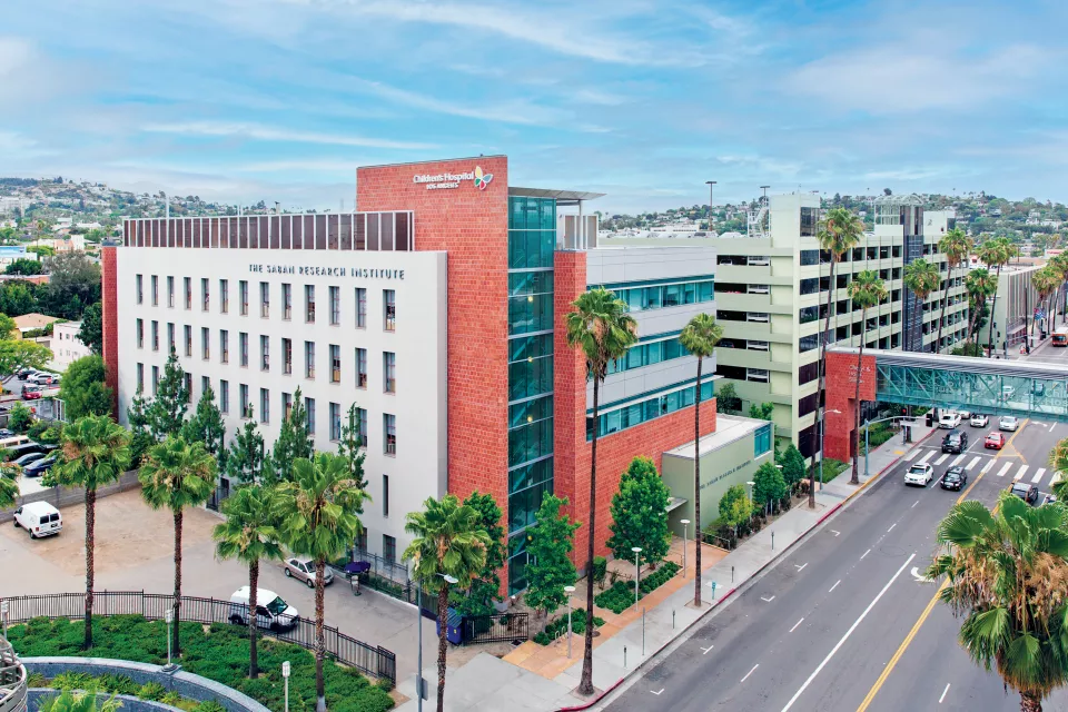 Aerial view of the Saban Research Institute building.