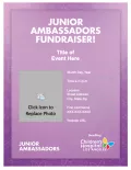 Cover slide of Junior Ambassador Fundraiser power point presentation with colorful CHLA butterfly logo on purple background